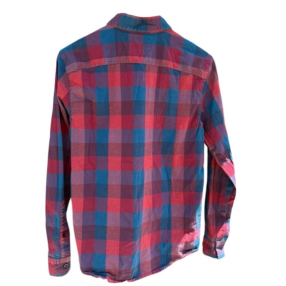 Hollister men’s stretch Plaid Button-Down Shirt - Red and Blue Size M - Picture 5 of 9